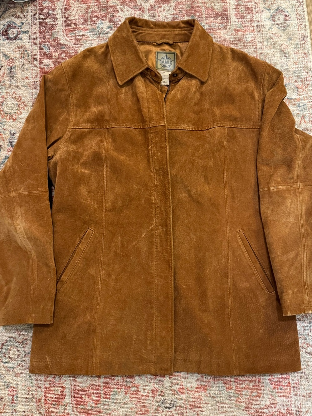 Ami Suede Leather Jacket in Warm Brown Vintage